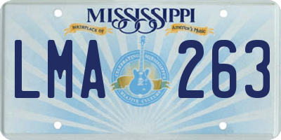 MS license plate LMA263