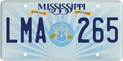MS license plate LMA265