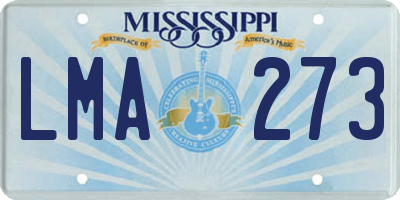MS license plate LMA273