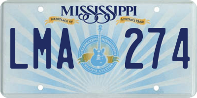 MS license plate LMA274