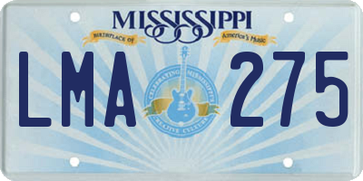 MS license plate LMA275