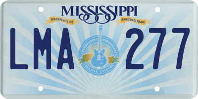 MS license plate LMA277