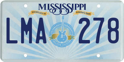 MS license plate LMA278