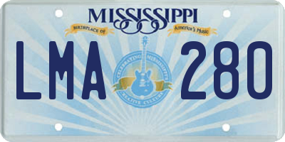 MS license plate LMA280