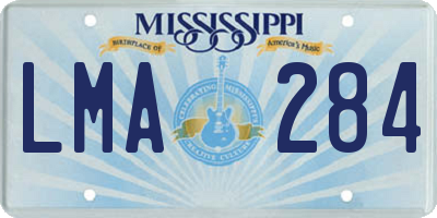 MS license plate LMA284