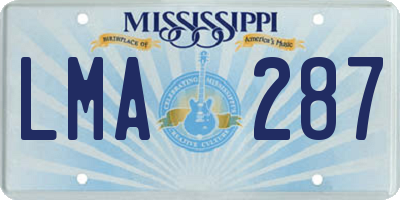 MS license plate LMA287