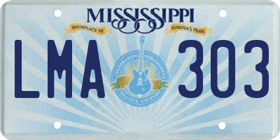 MS license plate LMA303