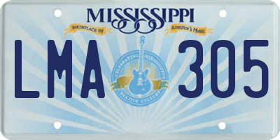 MS license plate LMA305