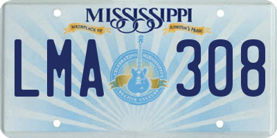 MS license plate LMA308