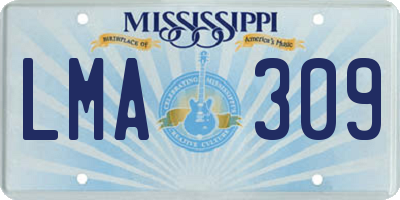 MS license plate LMA309