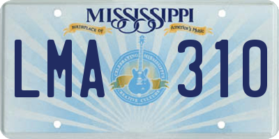 MS license plate LMA310