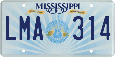 MS license plate LMA314