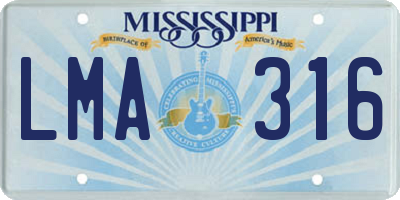 MS license plate LMA316