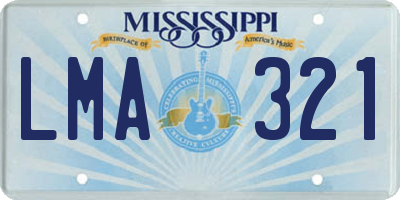 MS license plate LMA321