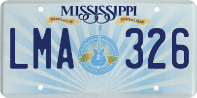 MS license plate LMA326