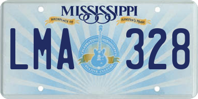 MS license plate LMA328