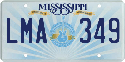 MS license plate LMA349