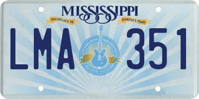 MS license plate LMA351
