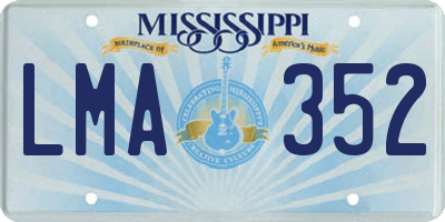 MS license plate LMA352