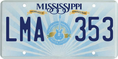 MS license plate LMA353