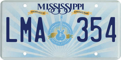MS license plate LMA354