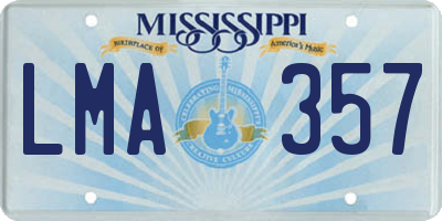 MS license plate LMA357