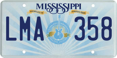 MS license plate LMA358