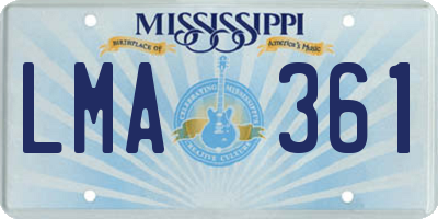 MS license plate LMA361