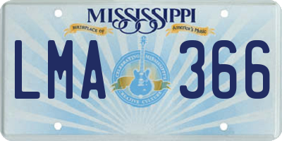 MS license plate LMA366
