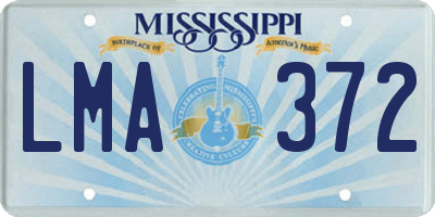MS license plate LMA372