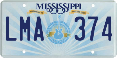MS license plate LMA374