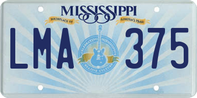 MS license plate LMA375
