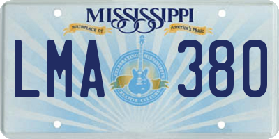 MS license plate LMA380