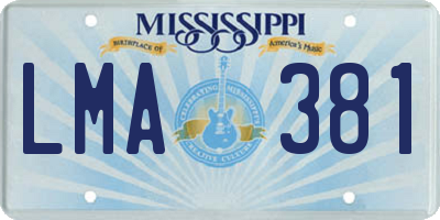 MS license plate LMA381