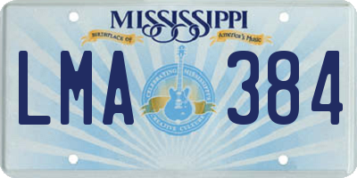 MS license plate LMA384