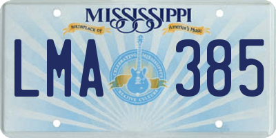 MS license plate LMA385