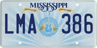 MS license plate LMA386