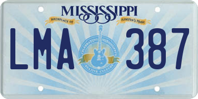 MS license plate LMA387