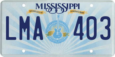MS license plate LMA403