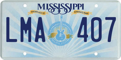 MS license plate LMA407