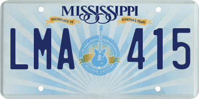 MS license plate LMA415