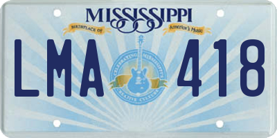 MS license plate LMA418