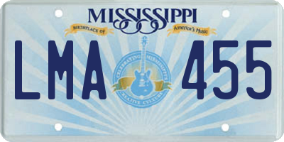 MS license plate LMA455