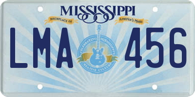MS license plate LMA456
