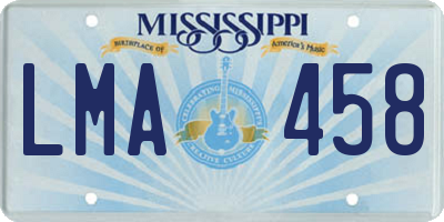 MS license plate LMA458