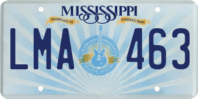MS license plate LMA463