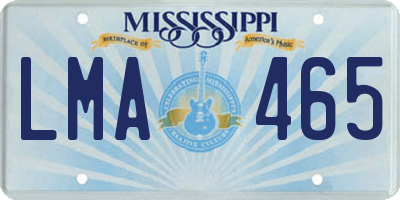 MS license plate LMA465