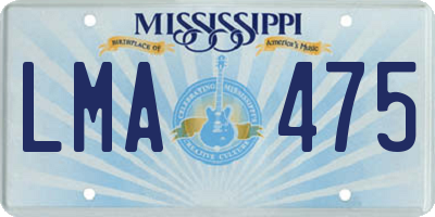 MS license plate LMA475