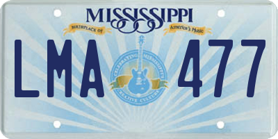 MS license plate LMA477