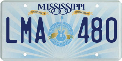 MS license plate LMA480